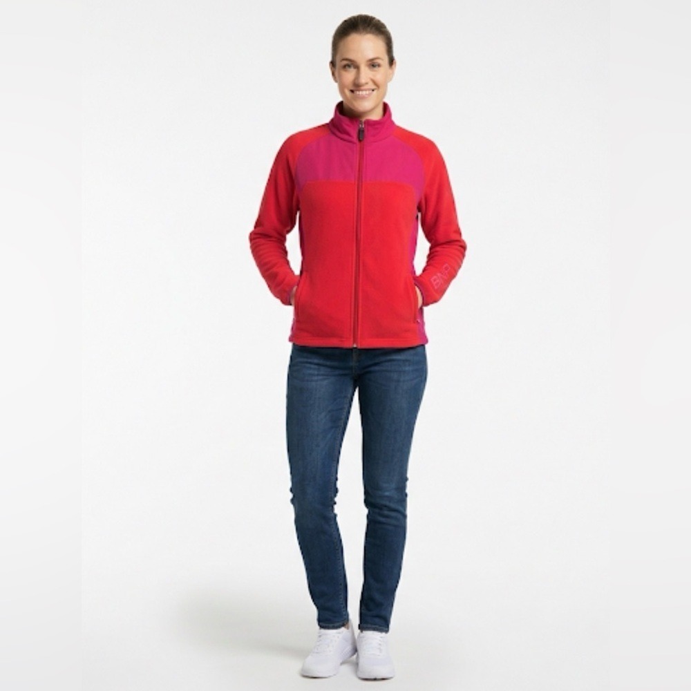 BMW Motorrad Womens Full Zip Fleece Jacket Red Pink Colorblock Size L Portugal